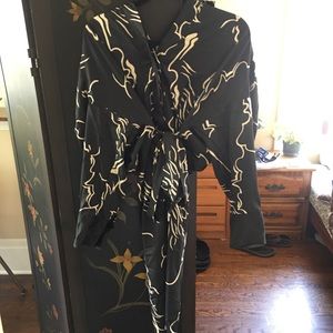 Zara woman long sleeve black abstract tunic dress